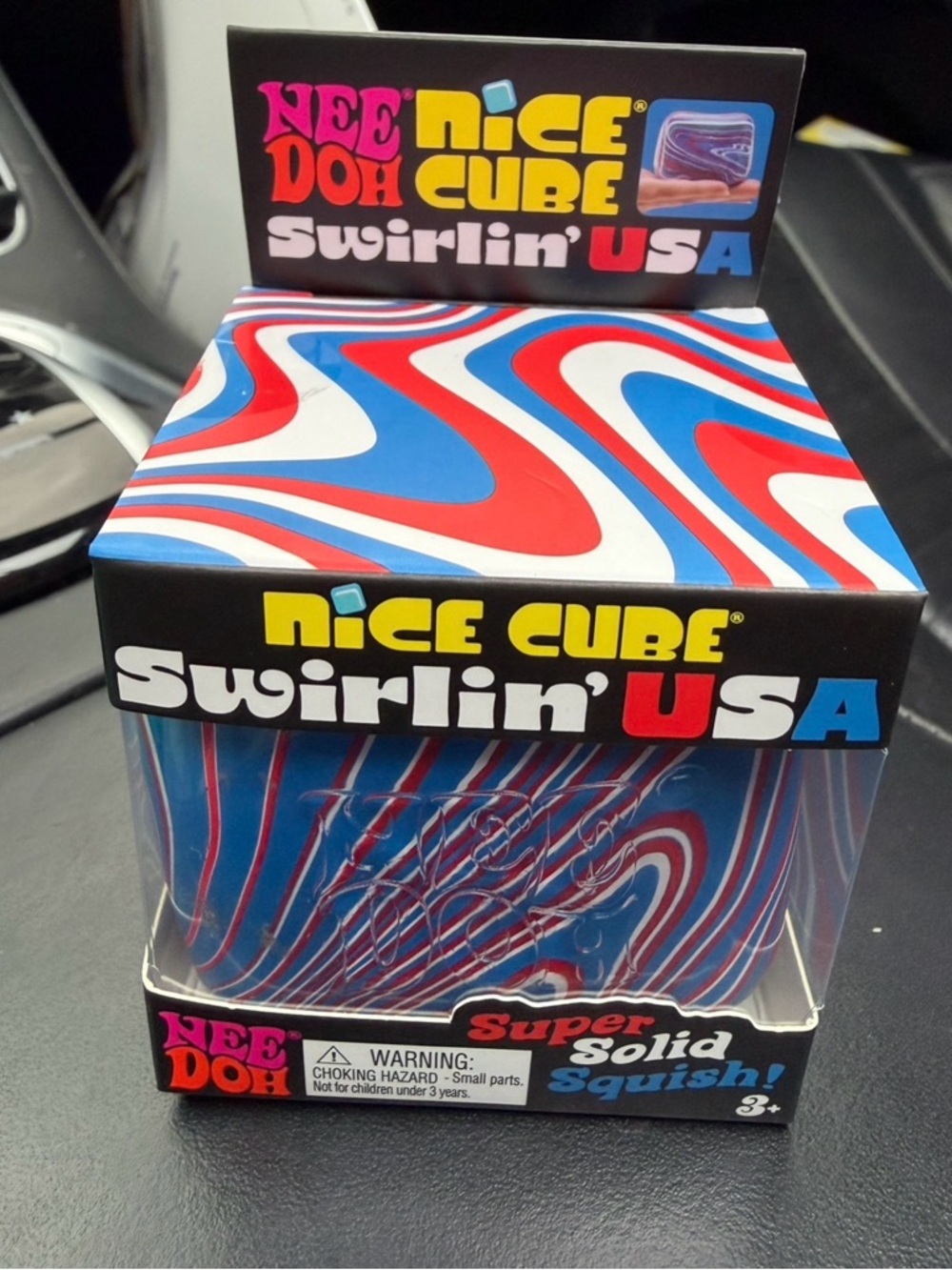NeeDoh Nice Cube Swirlin' USA Red White Blue Squishy Cube